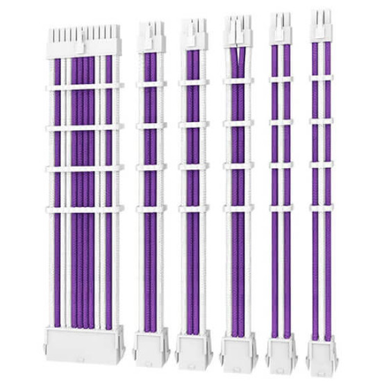 Antec Sleeved Extension Cable Kit - Purple-White (PSUSCW30-205-P-W) Antec Sleeved Extension Cable Kit - Purple-White (PSUSCW30-205-P-W)