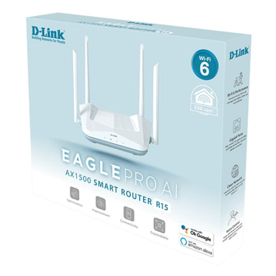 D-Link R15 Eagle Pro AI AX1500 Smart Router D-Link R15 Eagle Pro AI AX1500 Smart Router