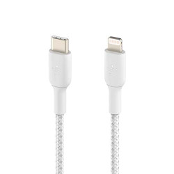 Belkin BOOST CHARGE 2m Braided USB-C to Lightning Cable - White (CAA004bt2MWH) Belkin BOOST CHARGE 2m Braided USB-C to Lightning Cable - White (CAA004bt2MWH)