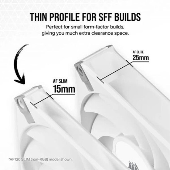 Corsair iCUE AF120 RGB SLIM 120mm PWM Fluid Dynamic Bearing Fan White Twin Pack (CO-9050165-WW) Corsair iCUE AF120 RGB SLIM 120mm PWM Fluid Dynamic Bearing Fan White Twin Pack (CO-9050165-WW)