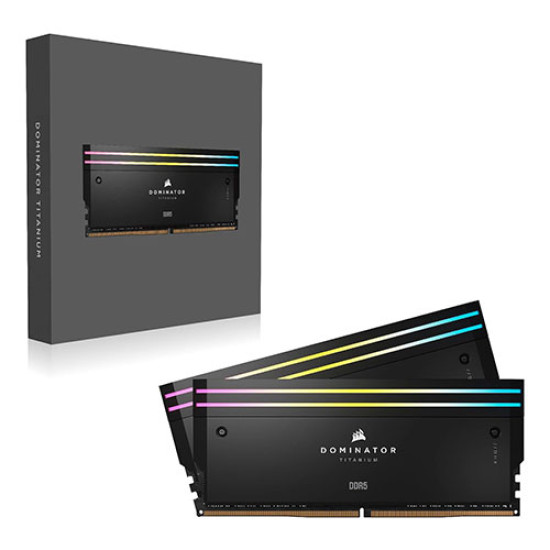 Corsair Dominator Titanium RGB 96GB (2x48GB) DDR5 DRAM 6600MHz CL32 Memory Kit Black (CMP96GX5M2B6600C32) Corsair Dominator Titanium RGB 96GB (2x48GB) DDR5 DRAM 6600MHz CL32 Memory Kit Black (CMP96GX5M2B6600C32)