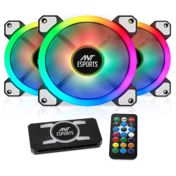 Ant Esports Superflow 120 KIT ARGB Case Fan Pack of 3 ARGB Fan with ARGB Control Box and RF Remote Ant Esports Superflow 120 KIT ARGB Case Fan Pack of 3 ARGB Fan with ARGB Control Box and RF Remote