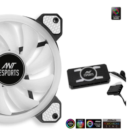 Ant Esports Superflow 120 KIT ARGB Case Fan Pack of 3 ARGB Fan with ARGB Control Box and RF Remote Ant Esports Superflow 120 KIT ARGB Case Fan Pack of 3 ARGB Fan with ARGB Control Box and RF Remote