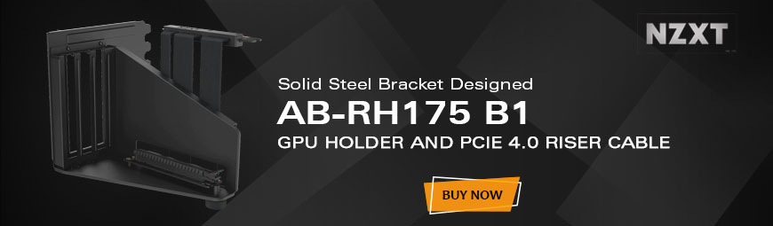 NZXT Vertical GPU Mounting Kit - GPU Holder and PCIe 4.0 Riser Cable - Black (AB-RH175-B1)