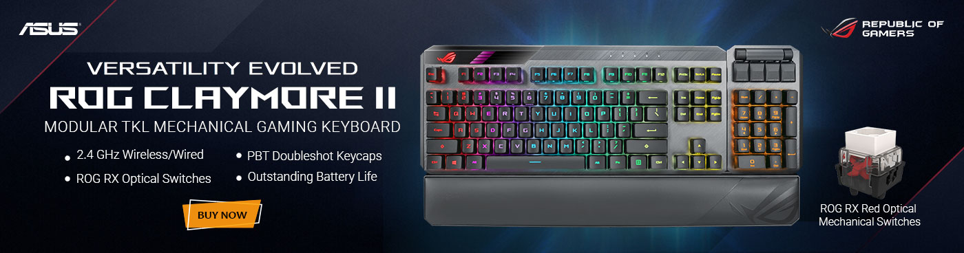Asus ROG Claymore II Modular TKL Gaming Mechanical Keyboard with ROG RX Red Optical Mechanical Switches