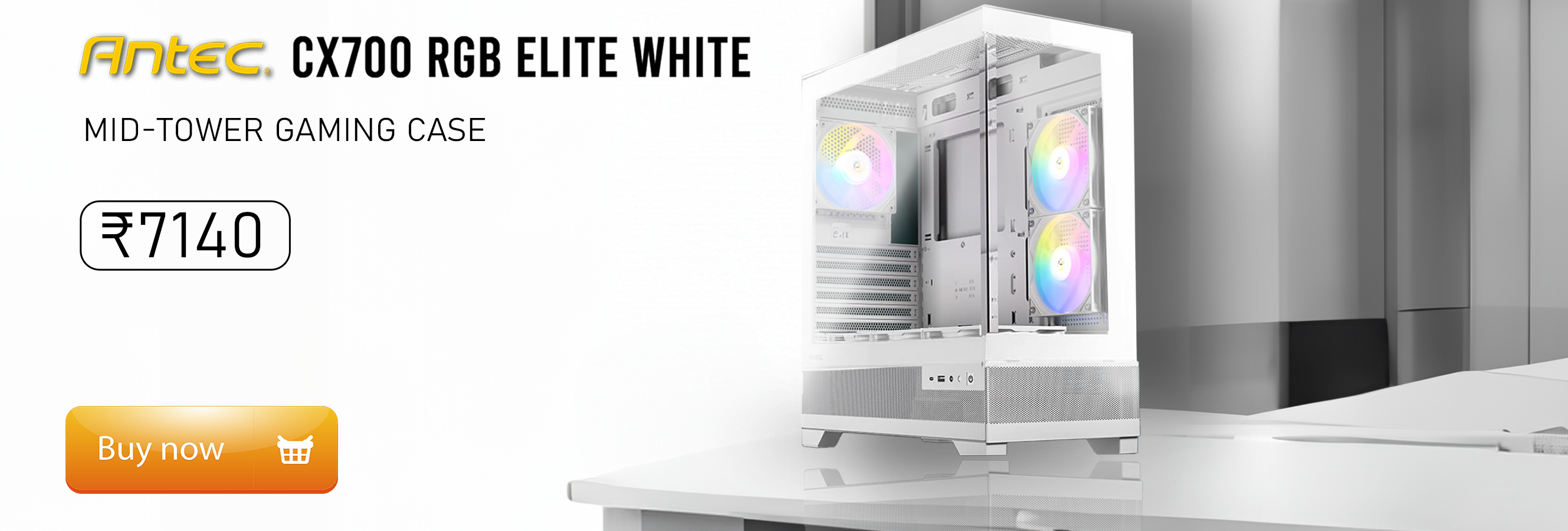 Antec CX700 RGB Elite White Mid-Tower Gaming Case