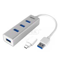 Unitek USB3.0 4-Port Aluminium Hub (With USB Type-C Adaptor) Y-3082B (UT-104)