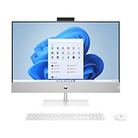 HP All-in-One 27-ca1234in Desktop PC - Snowflake White (Core i5 -12400T, 8GB, 1TB HDD + 256GB SSD, Win 10, MSO 19, Wirless K and M, 23.8inch)