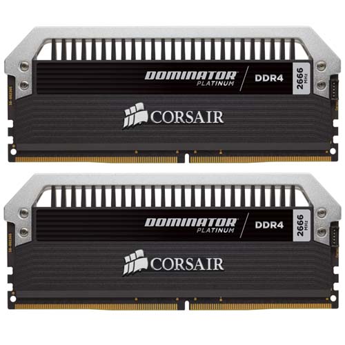 Corsair Dominator Platinum Series 16GB (4 x 4GB) DDR4 DRAM 2666MHz C15 Memory Kit (CMD16GX4M4A2666C15)