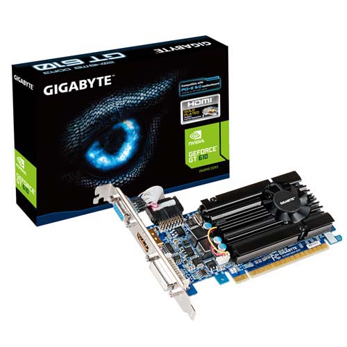 Gigabyte Geforce GT610 2GB DDR3 NVidia PCI E Graphic Card (GV-N610D3-2GI)
