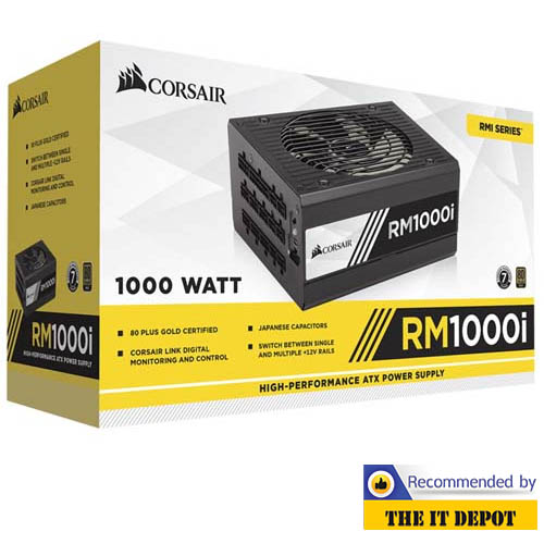 Corsair RM1000i 1000 Watt 80 PLUS Gold Certified Fully Modular PSU - CP-9020084-UK