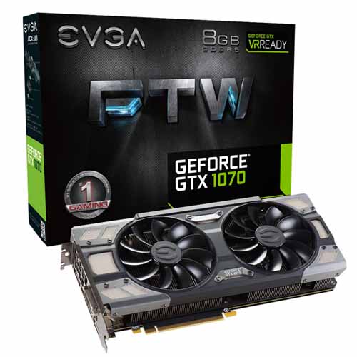 EVGA GeForce GTX 1070 FTW GAMING ACX 3.0 8GB GDDR5 Graphic Card (08G-P4-6276-KR)