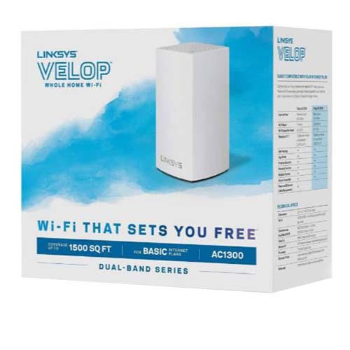 Linksys Velop Intelligent Mesh WiFi System 1-Pack White - AC1300 (WHW0101-AH)