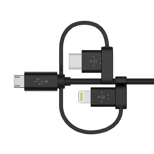 Belkin Universal Cable with Micro-USB - USB-C and Lightning Connectors (F8J050bt04-BLK)