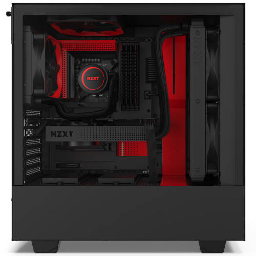 Nzxt H510 Compact Mid-Tower Case with Tempered Glass - Matte Black-Red (CA-H510B-BR)