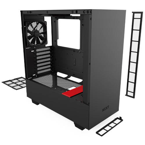Nzxt H510 Compact Mid-Tower Case with Tempered Glass - Matte Black-Red (CA-H510B-BR)
