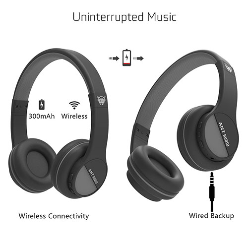 Ant Audio Treble 500 Wireless Bluetooth Headphone - Black with Grey