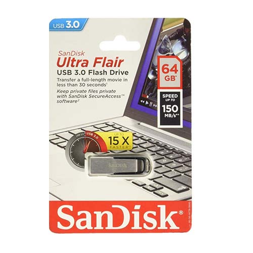 SanDisk Ultra Flair 64GB USB 3.0 Flash Drive (SDCZ73-064G-I35)