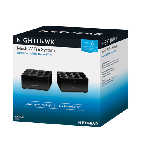 Netgear Nighthawk Mesh WiFi 6 System Router + 1 Satellite Extender (MK62)