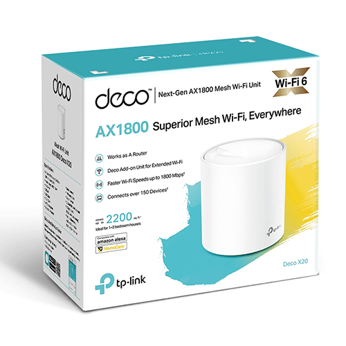 TP Link Deco X20 1 Pack AX1800 Whole Home Mesh Wi-Fi 6 System