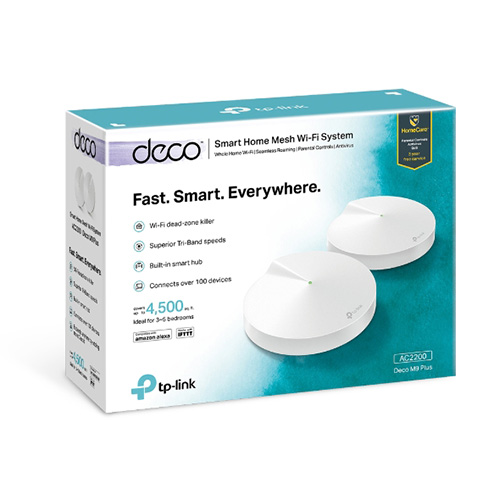 TP Link Deco M9 Plus 2 Pack AC2200 Smart Home Mesh WiFi System