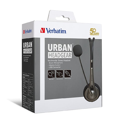 Verbatim Multimedia Headset with Boom Mic and Volume Control - USB (66556)