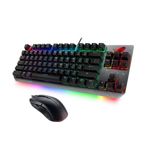 Asus ROG Strix Scope TKL Wired Mechanical RGB Gaming Keyboard - Cherry MX Red Switches with ROG Strix Evolve Gaming Mouse Combo