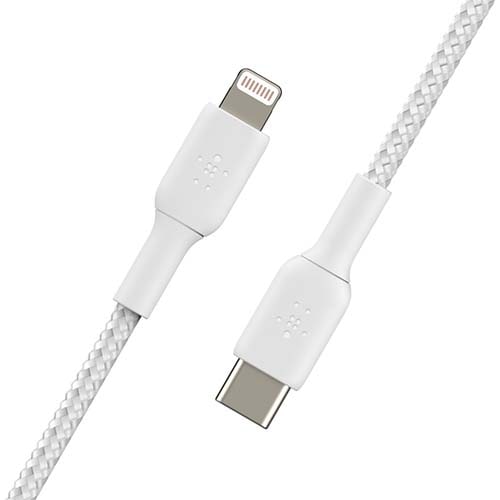Belkin BOOST CHARGE 2m Braided USB-C to Lightning Cable - White (CAA004bt2MWH)
