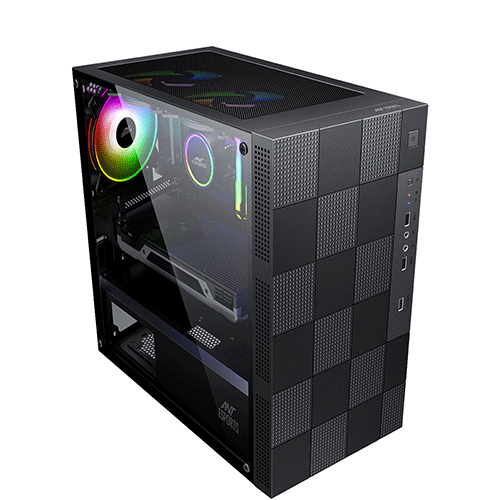 Ant Esports Elite 1000 TG Mid Tower Cabinet With Tempered Glass - Black