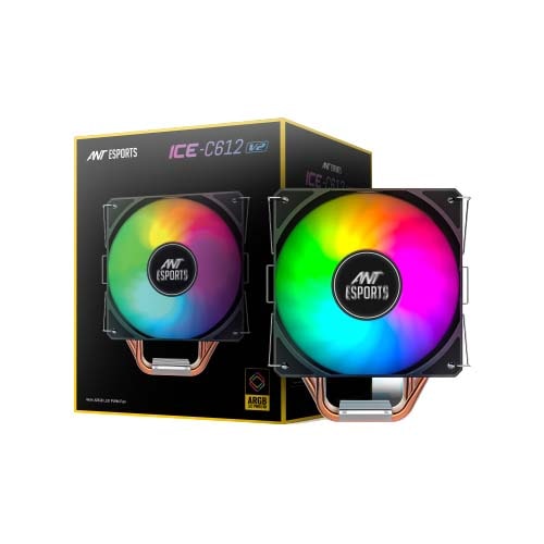 Ant Esports ICE-C612 V2 CPU Air Cooler with Rainbow LED Fan