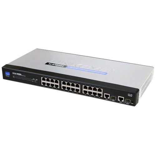 Linksys (Cisco) 24-port 10-100 Smart Switch + 2 Combo Gigabit SFP Ports (SLM224G2)